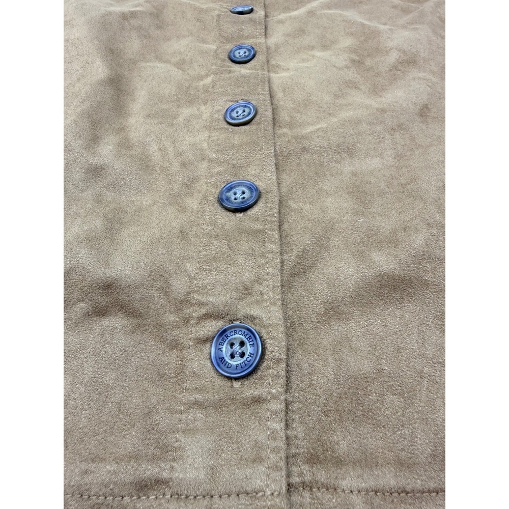 Abercrombie & Fitch Brown Faux Suede Button Front A-Line Mini Skirt Size M - Picture 4 of 7